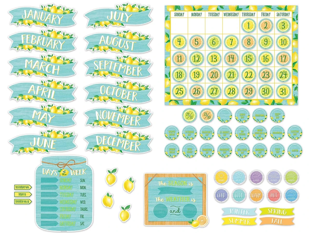 Lemon Zest Calendar Bulletin Board Set - US 1791
