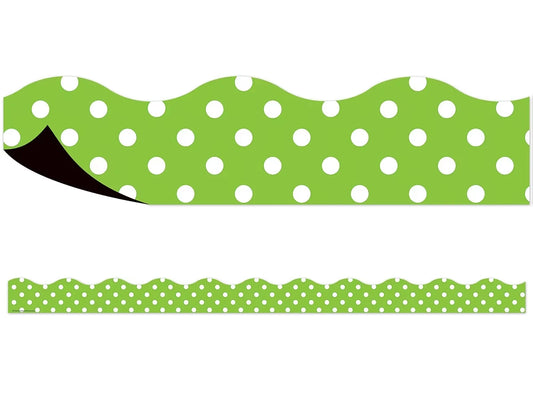 Lime Green Polka Dot Magnetic Scalloped Border - US 3621