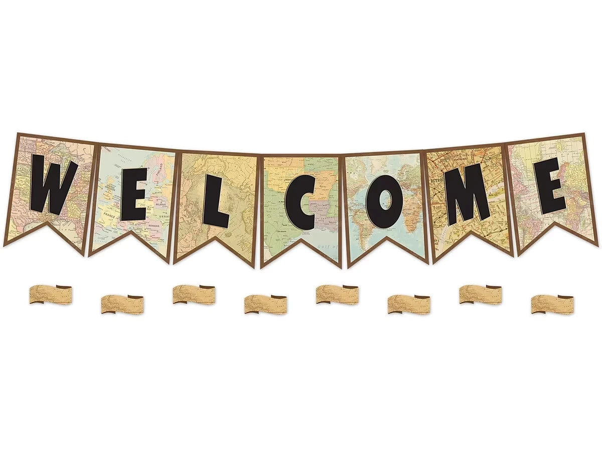 Travel the Map! Welcome Pennant Bulletin Board Set - US 1606
