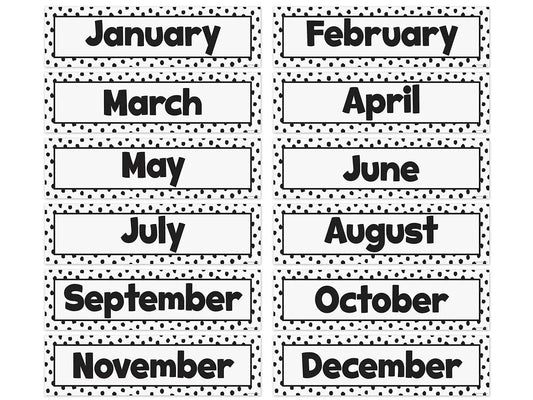 Black Dots on White Months of the Year Bulletin Board Set - US 5451