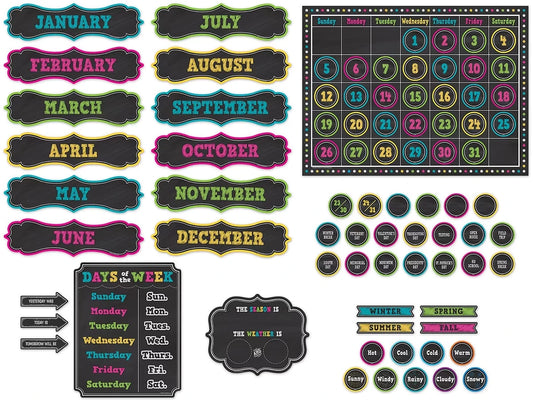 Chalkboard Brights Calendar Bulletin Board Set - US 2256