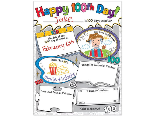 Happy 100th Day! All About Me Posters - Set of 32 - US 9950