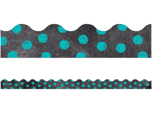 Chalk It Up! Turquoise Polka Dot Scalloped Border - US 1991