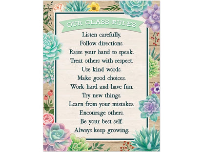 Rustic Bloom Classroom Rules Poster - US 3837