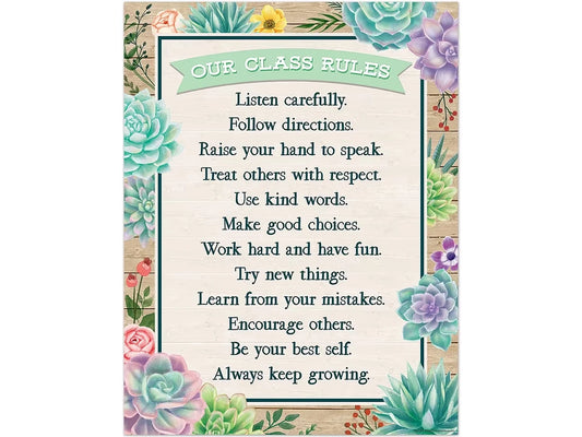 Rustic Bloom Classroom Rules Poster - US 3837