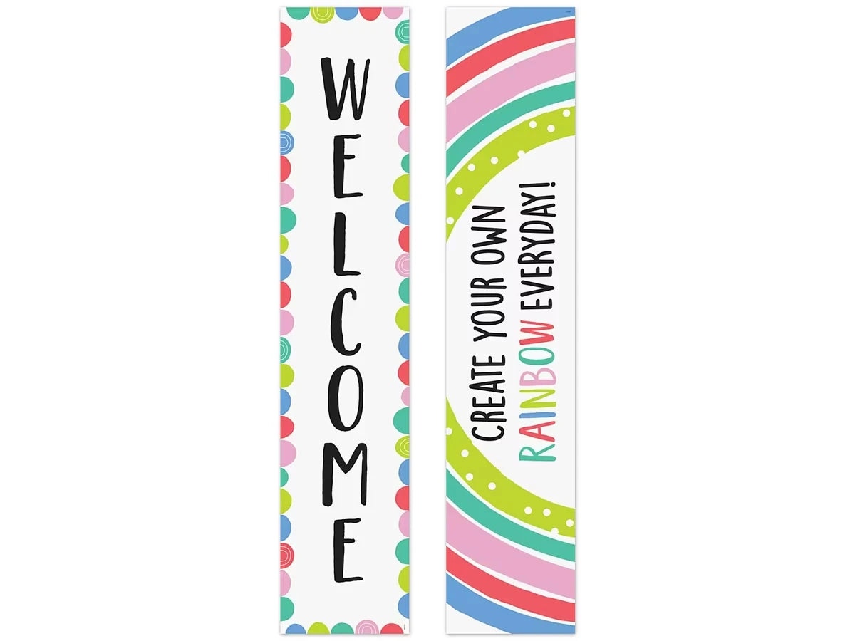 Rainbow Doodles Welcome Double-Sided Banner - US 5114