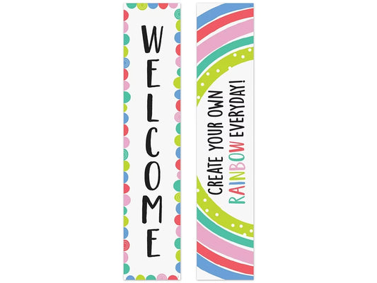 Rainbow Doodles Welcome Double-Sided Banner - US 5114