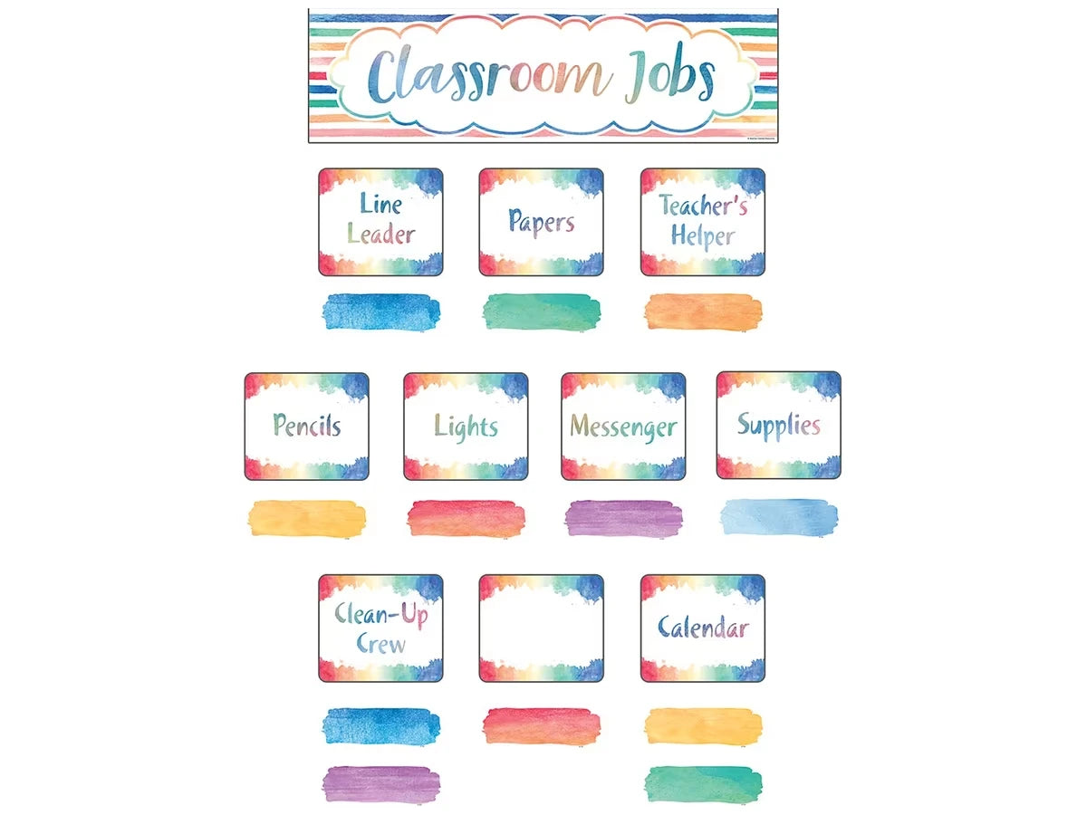 Watercolor Classroom Jobs Bulletin Board Set - US 9567