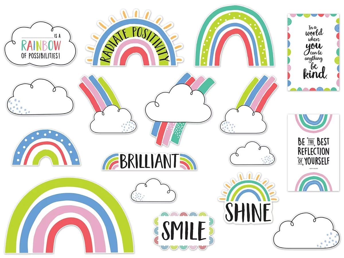 Rainbow Doodles Motivational Bulletin Board Set - US 5760