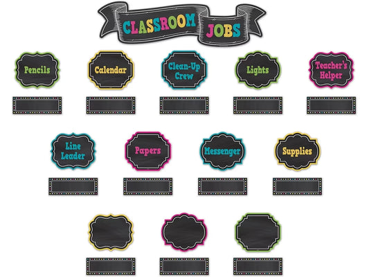 Chalkboard Brights Classroom Jobs Bulletin Board Set - US 1855
