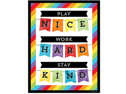 Celebrate Learning Play Nice, Work Hard, Stay Kind Poster - US 7576