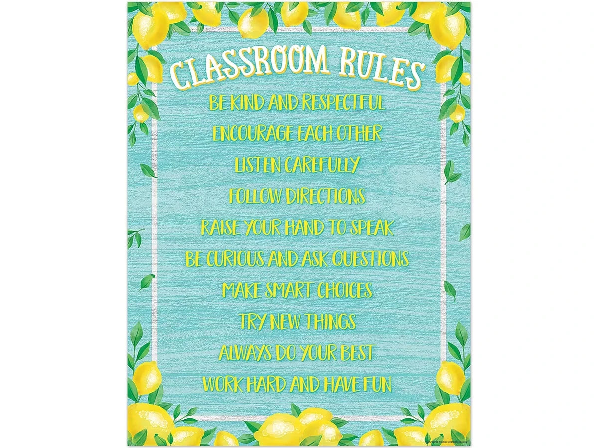 Lemon Zest Classroom Rules Poster - US 5505