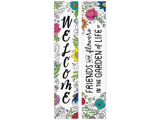 Bright Blooms Welcome Double-Sided Banner - US 4808