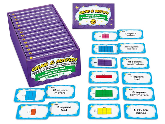 Grab & Match Leveled Geometry & Geometric Measurement Quickies - Gr. 2-3 - US 9856