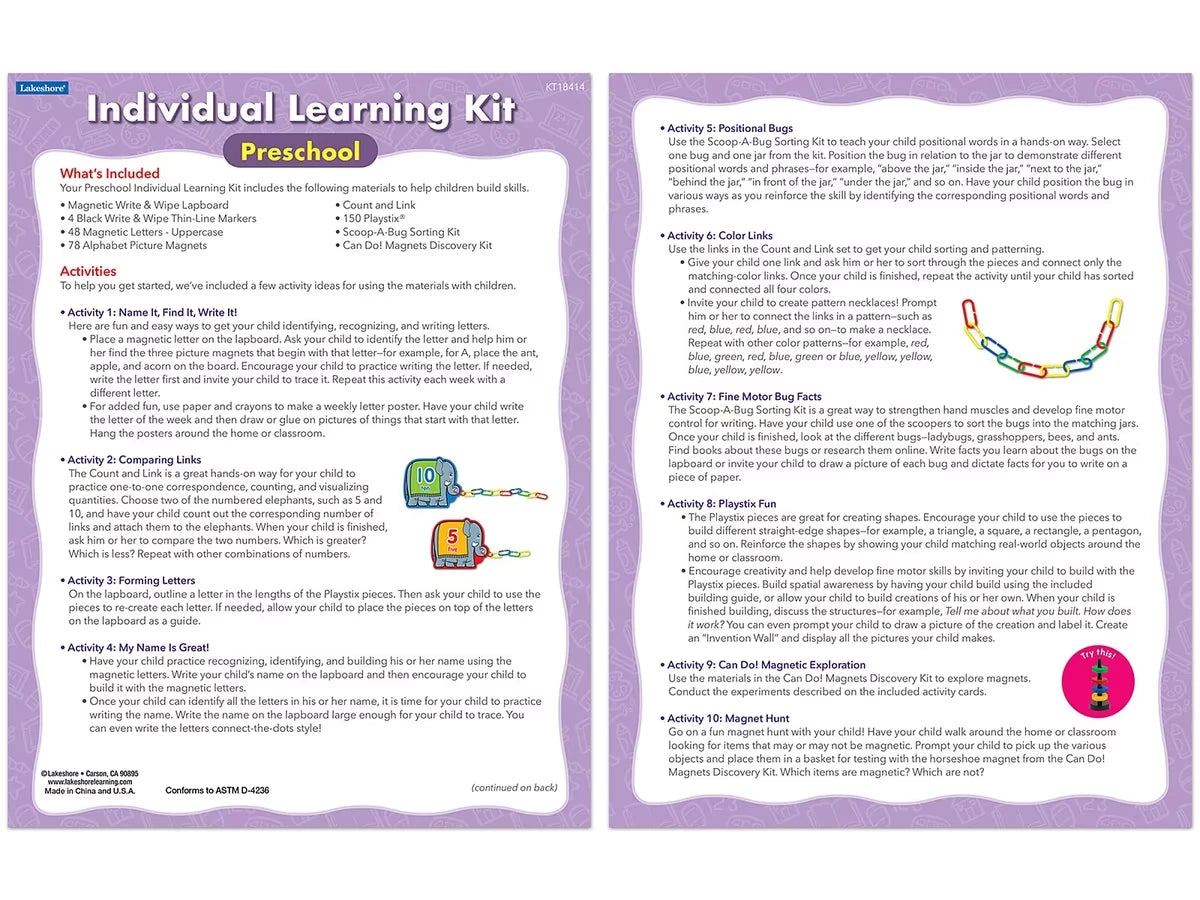 Preschool Individual Learning Kit - US 4465