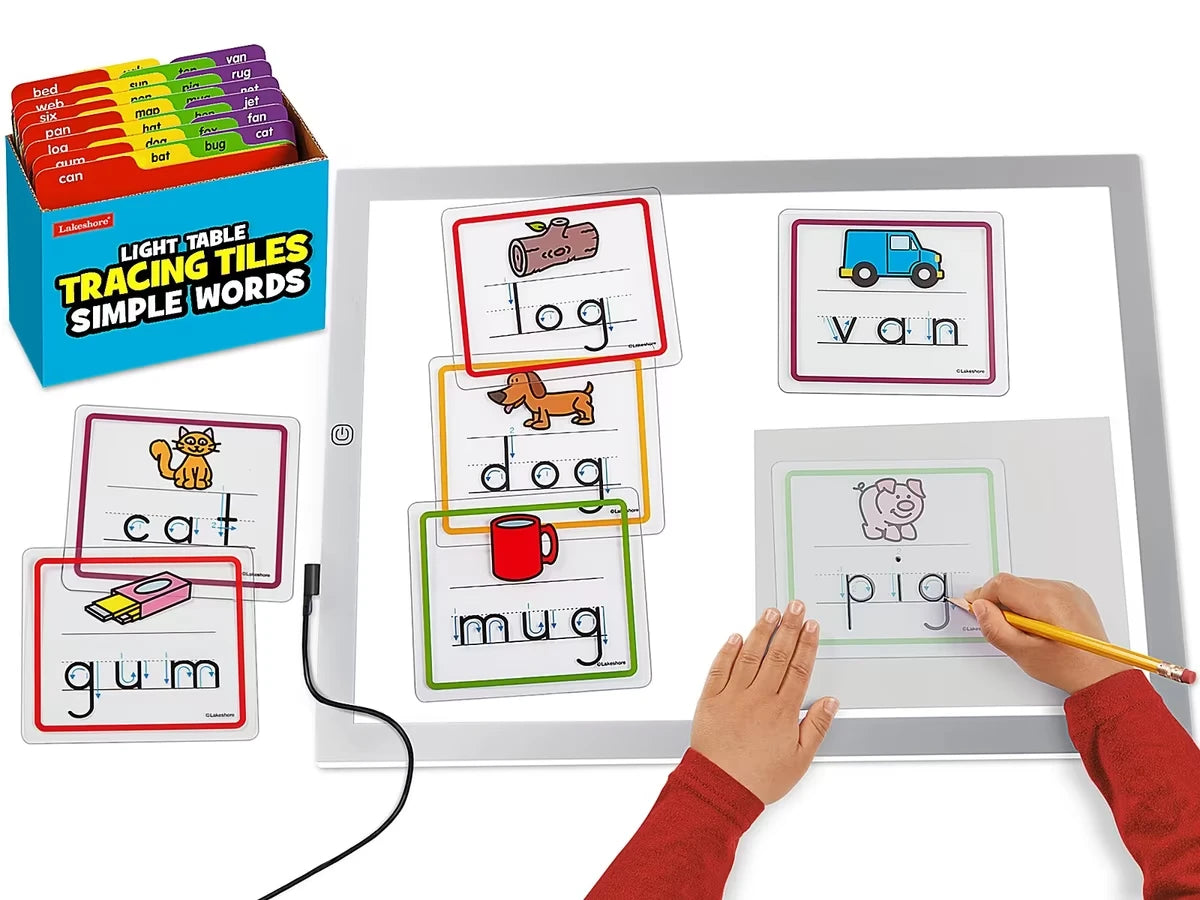 Light Table Simple Words Tracing Tiles - US 3582