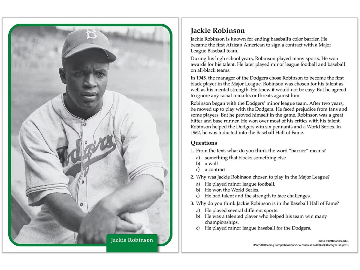 Black History Reading Comprehension Cards - US 8283