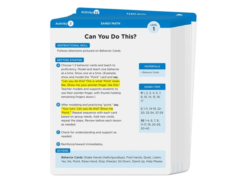 SANDI Instructional Kit: Math - Level 1 - US 7460