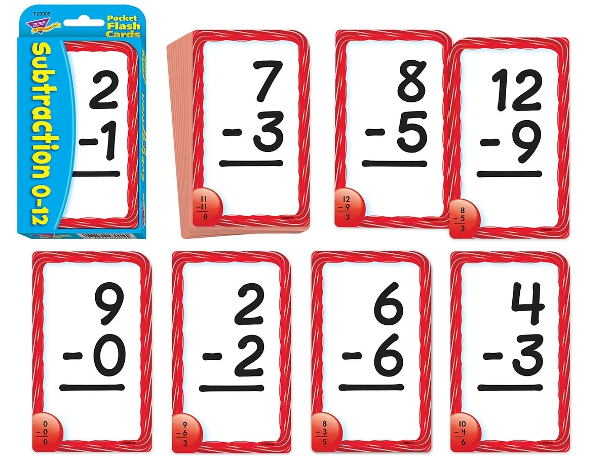 Subtraction 0-12 Pocket Flash Cards - US 1323