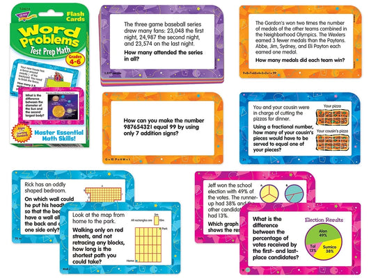 Math Word Problem Flash Cards - Gr. 4-6 - US 7145
