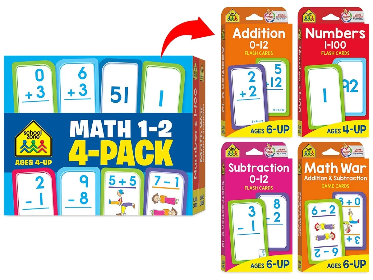 Math Skills Flash Cards -  Set of 4 - Gr. 1-2 - US 1708