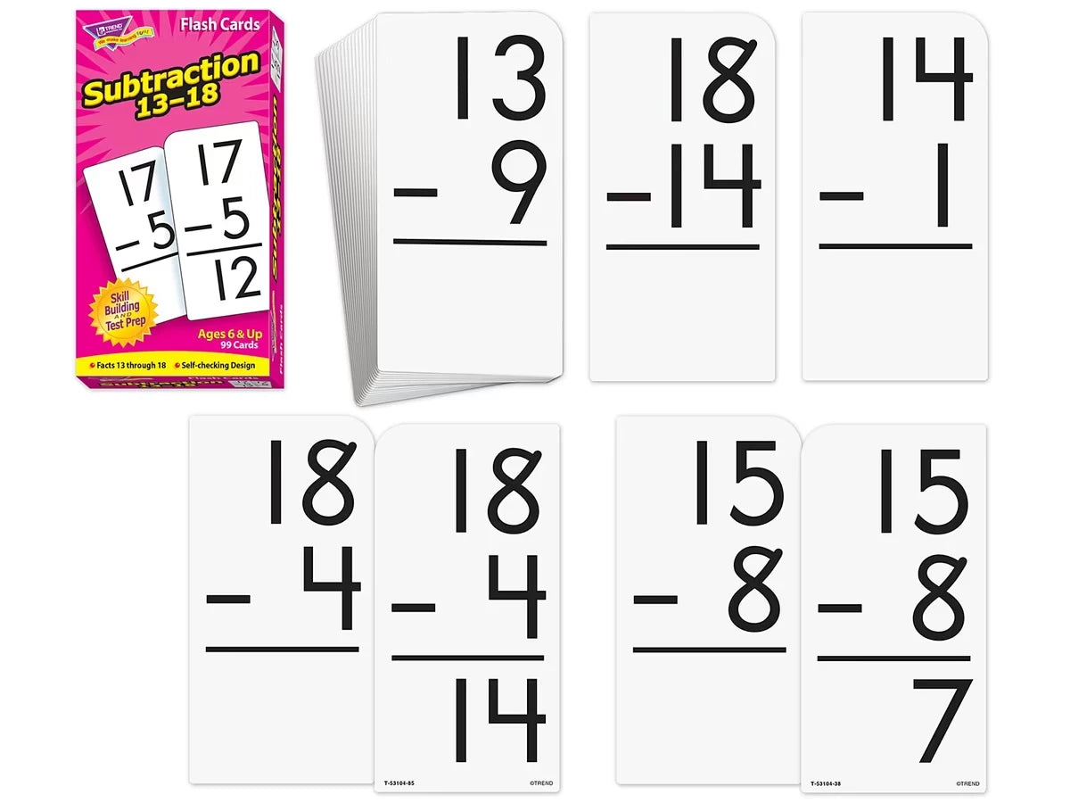 Subtraction 13-18 Flash Cards - US 7616