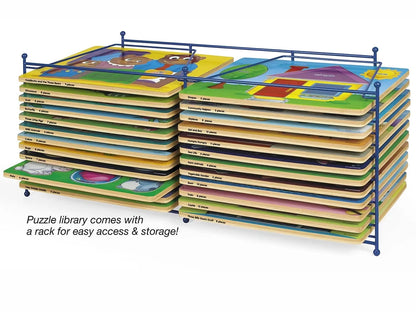 Lakeshore Preschool Puzzle Library with Rack - US 7662