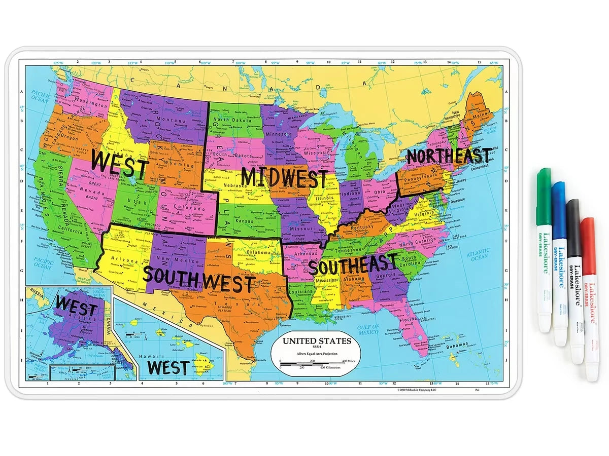Write & Wipe U.S.A. Tabletop Map - US 3338