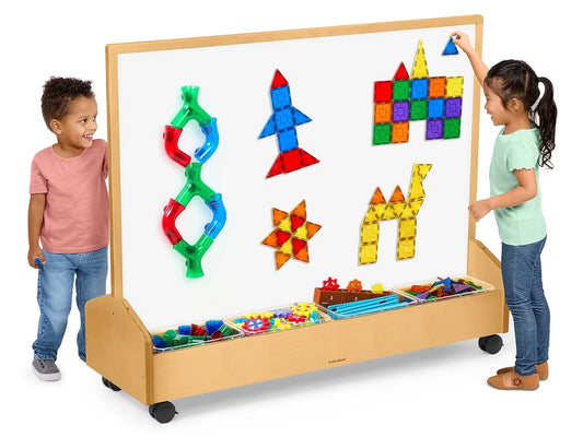 Classic Birch Mobile Double-Sided Magnetic Write & Wipe Station - US 9451