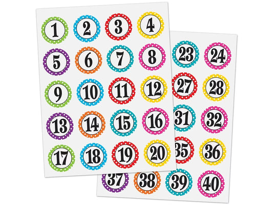 Polka Dot Number Stickers - US 2686