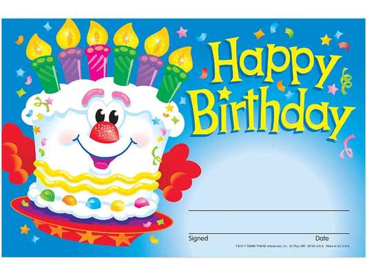 Cheerful Cake Birthday Certificates - US 6186