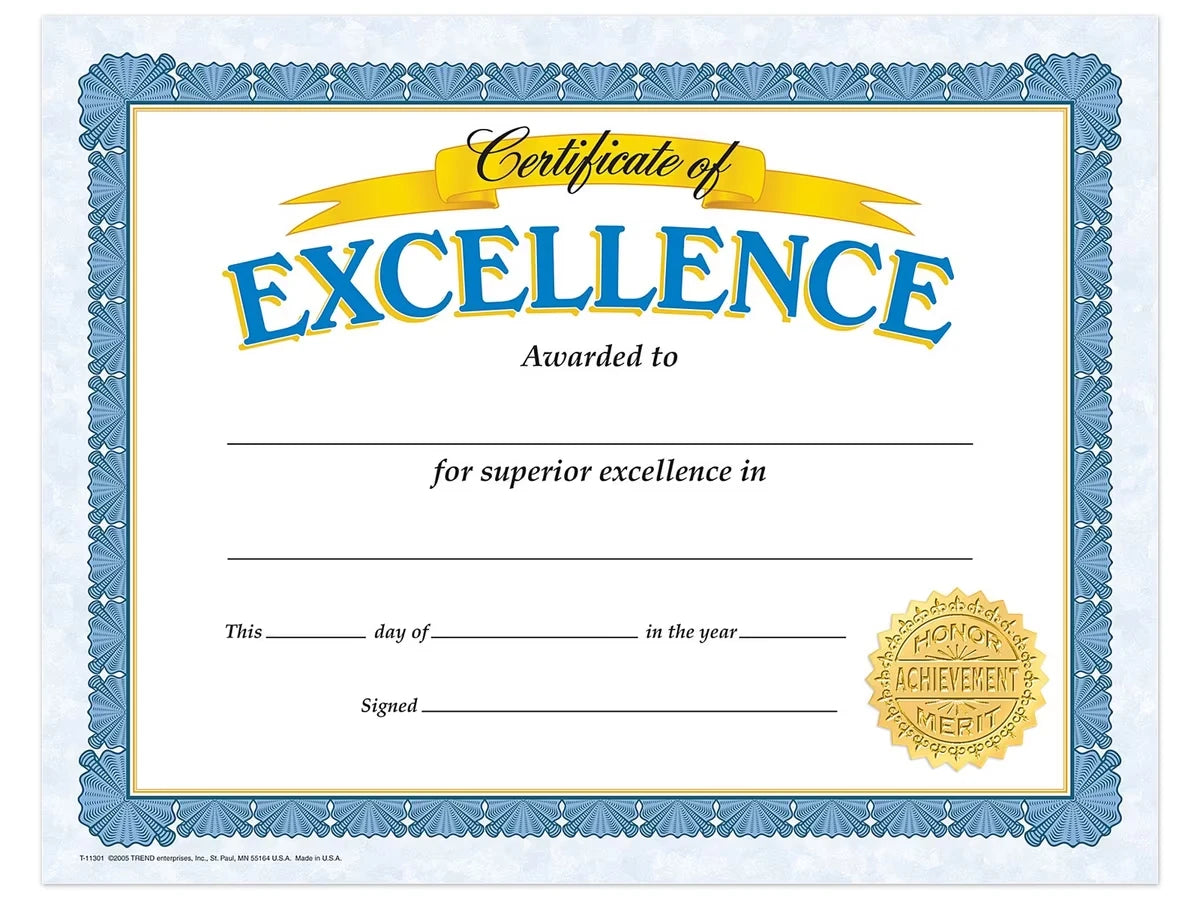 Certificate of Excellence Awards - US 6803