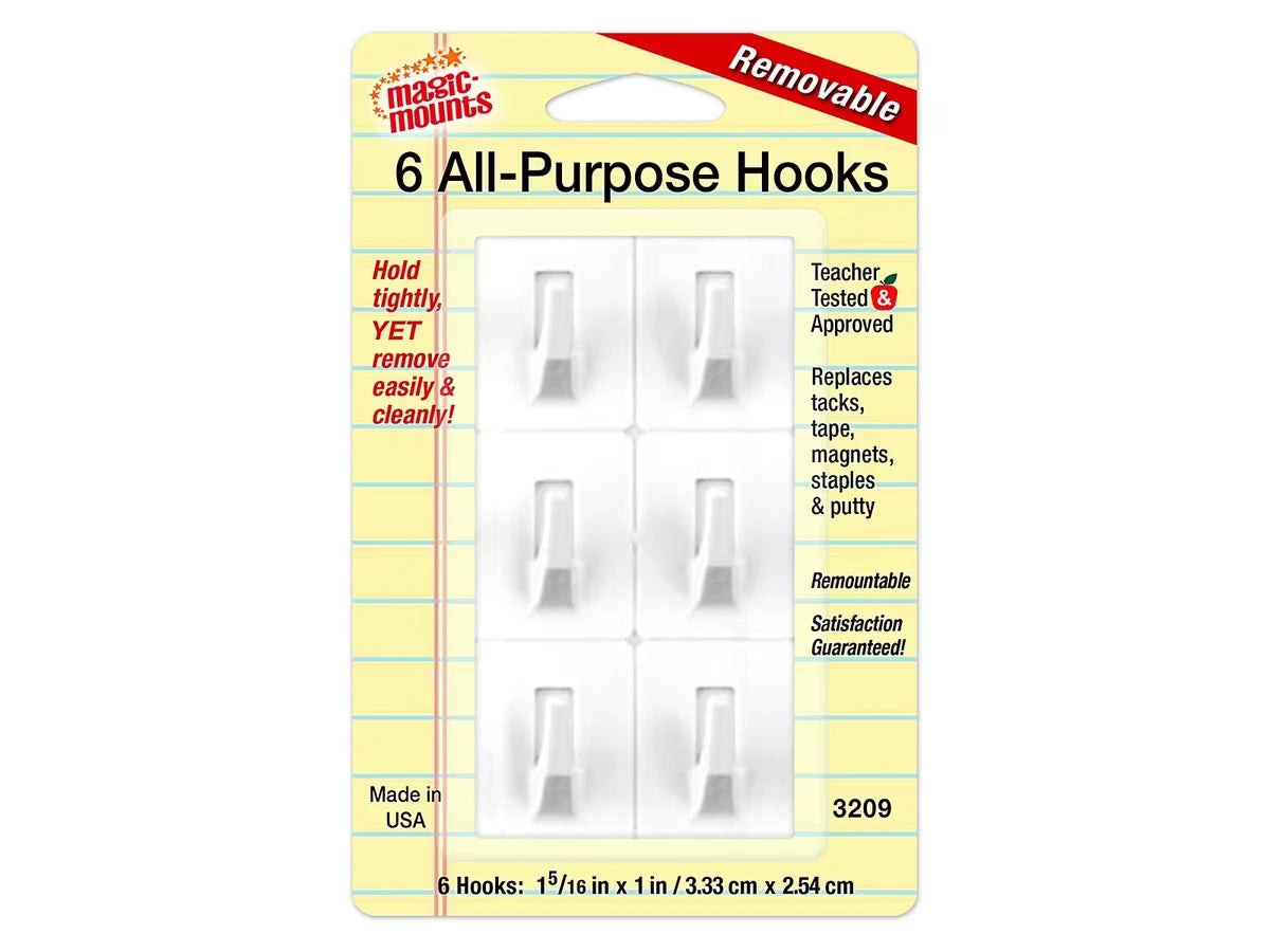 Removable All-Purpose Hooks - Set of 6 - US 8137