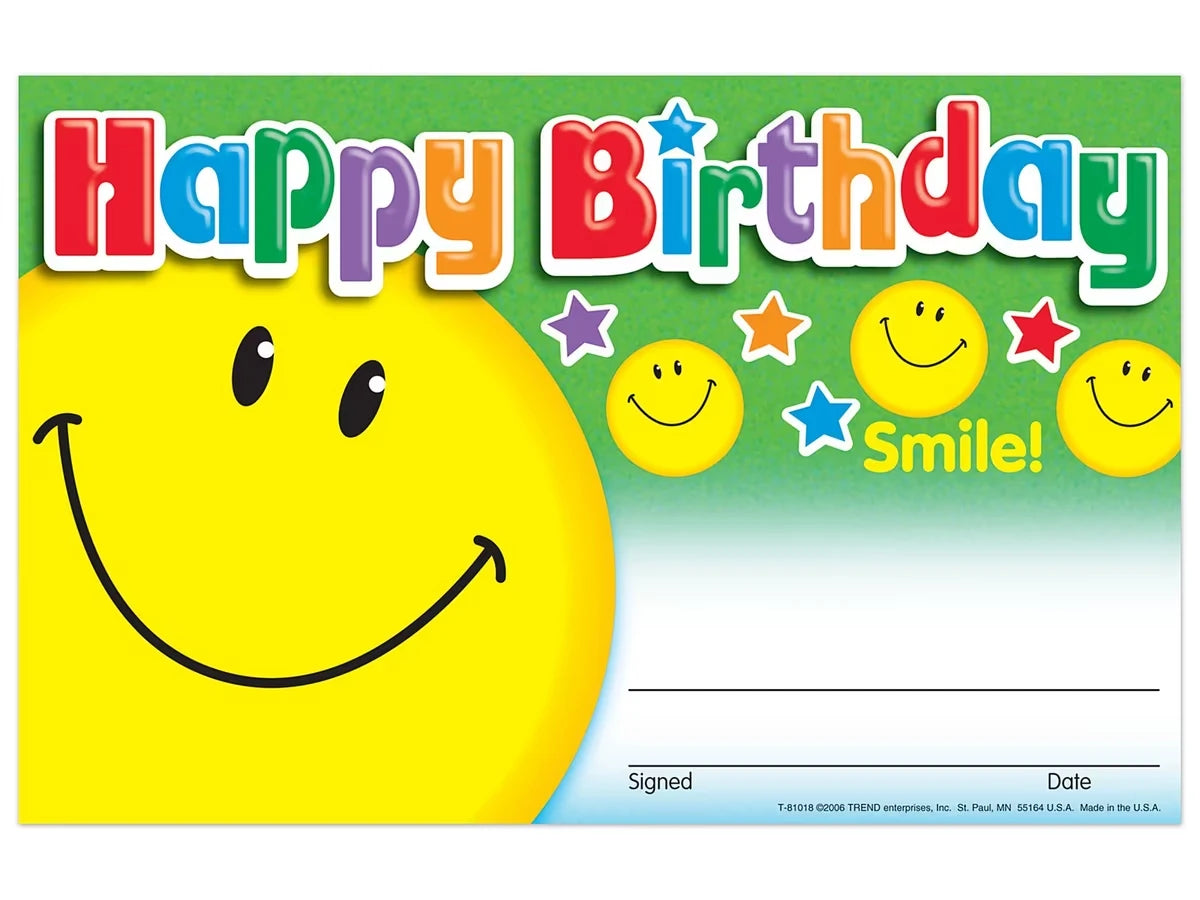 Smile! Birthday Certificates - US 3538