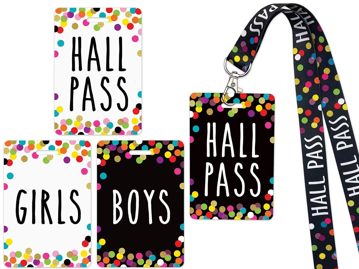 Confetti Student Hall Pass Lanyards - US 1093