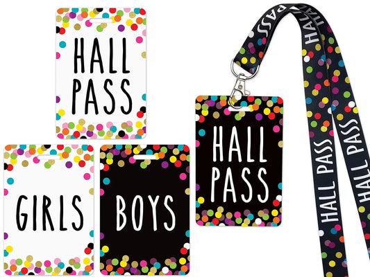 Confetti Student Hall Pass Lanyards - US 1093