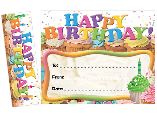 Cupcake Bookmark Birthday Certificates - US 9027