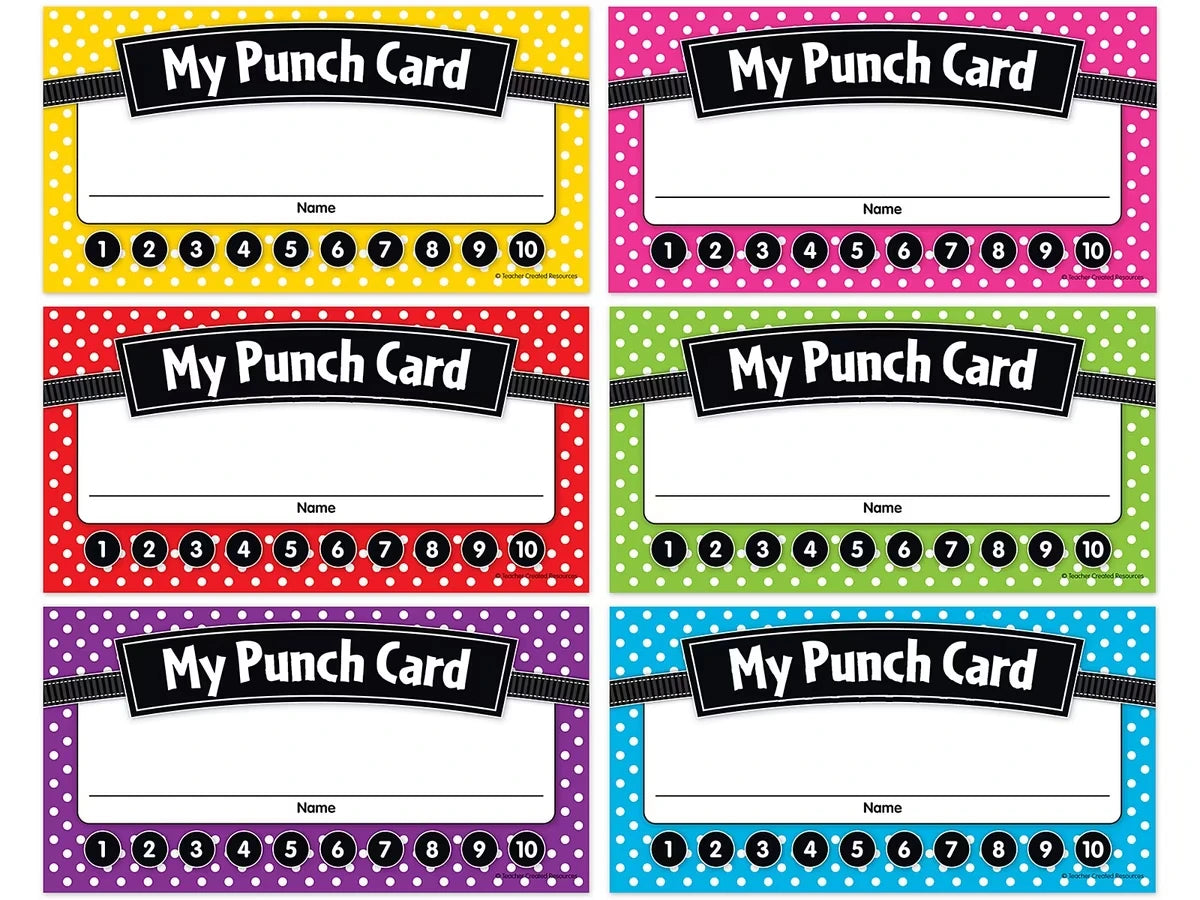 Polka Dot Incentive Punch Cards - US 4178