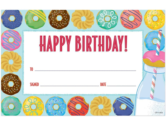 Mid-Century Mod Donut Birthday Certificates - US 4490