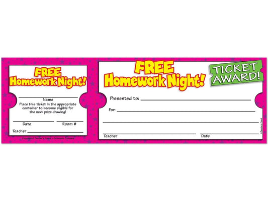 Free Homework Night Ticket Awards - US 3095