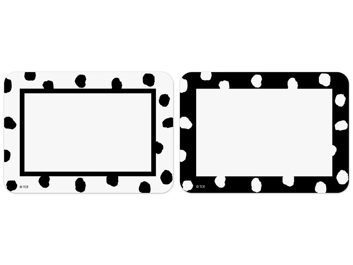 Black & White Painted Dots Name Tags - Variety Pack - US 3417