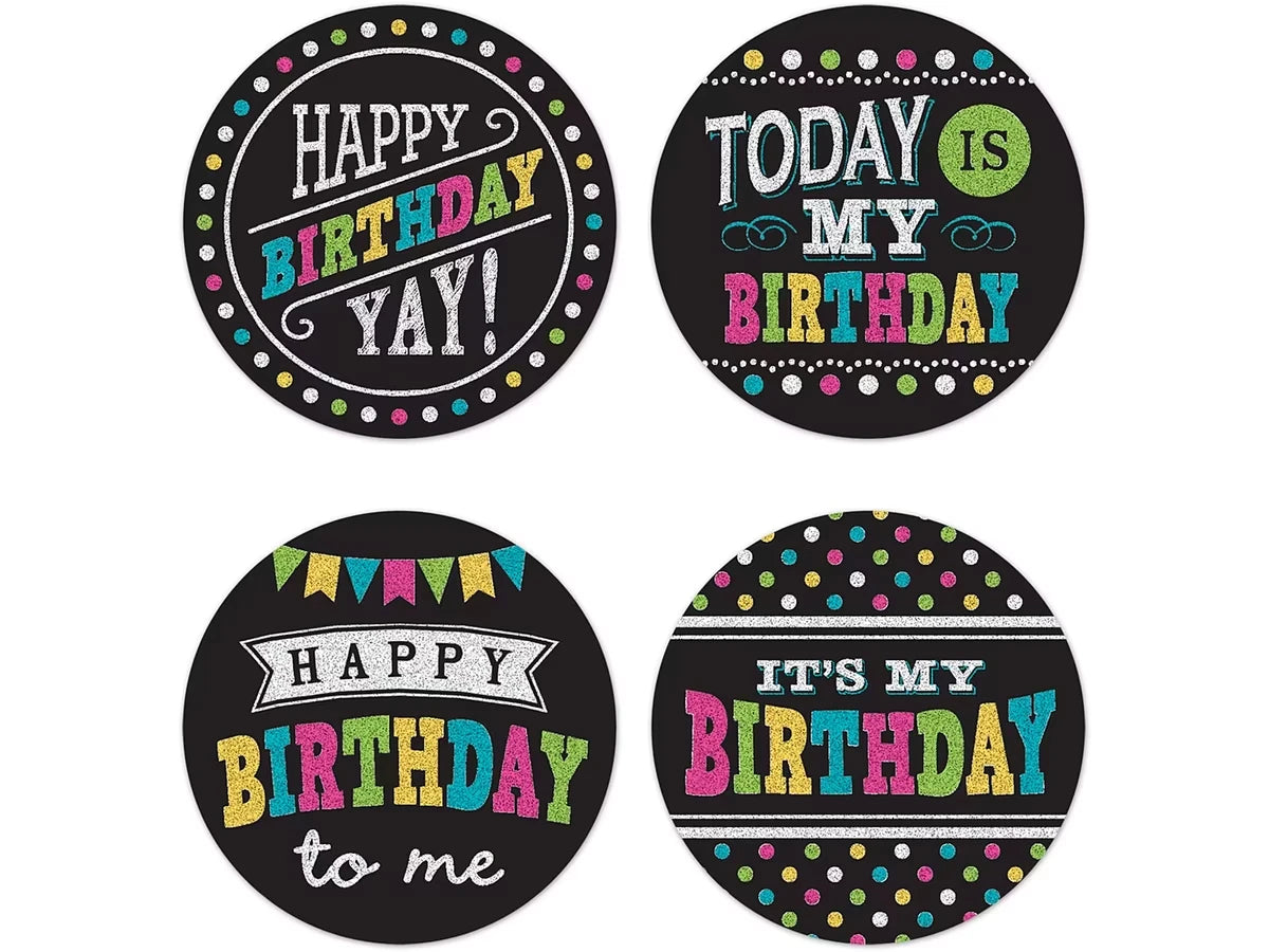 Chalkboard Brights Birthday Badges - Variety Pack - US 5973