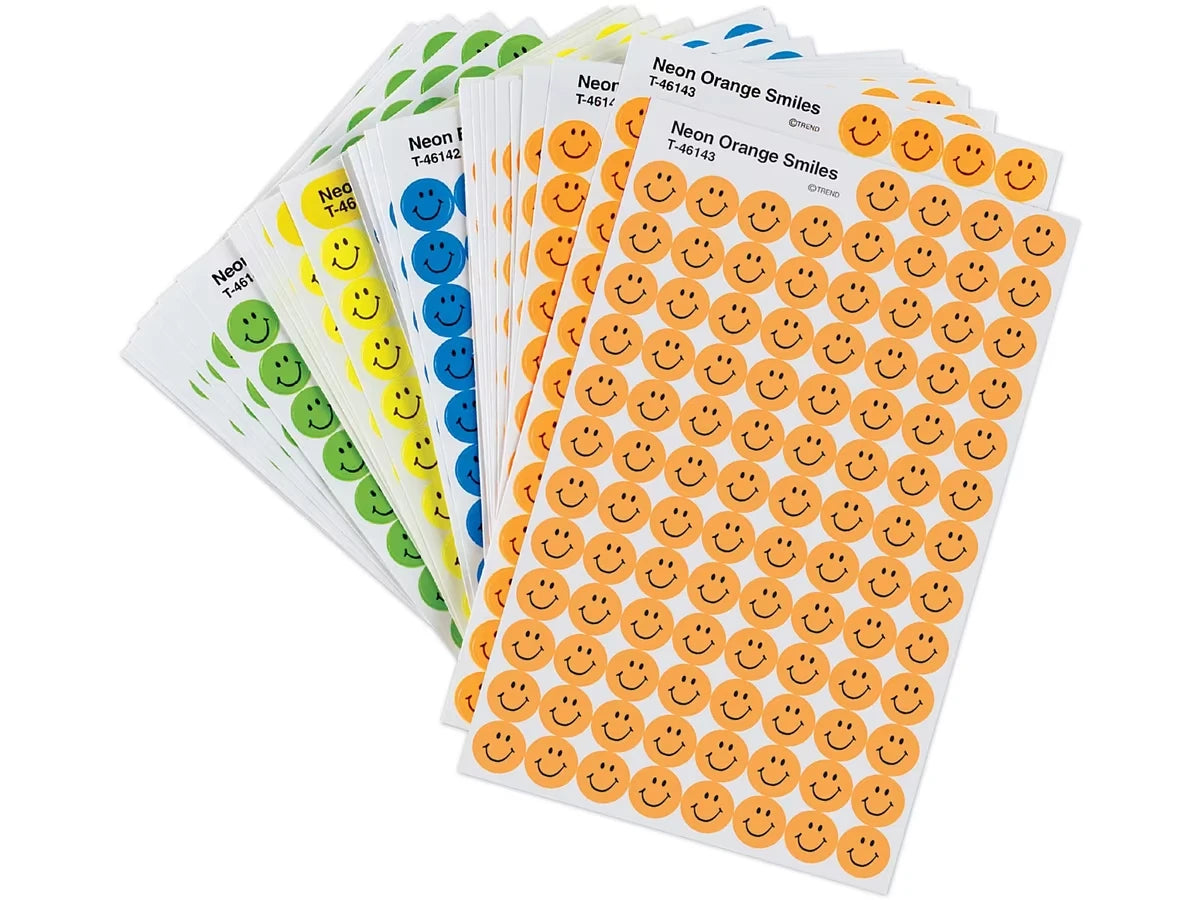 Neon Smiley Face Mini Stickers - Variety Pack - US 1441