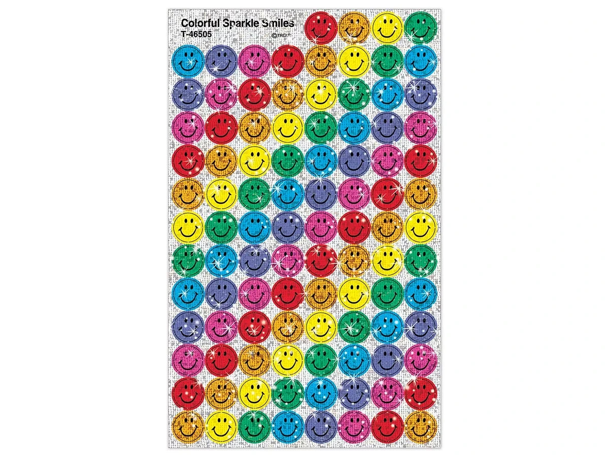 Colorful Sparkle Smiley Face Stickers - US 8770