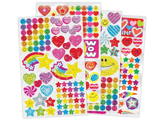 Sparkling Stars, Hearts & Smiles Stickers - Variety Pack - US 5493