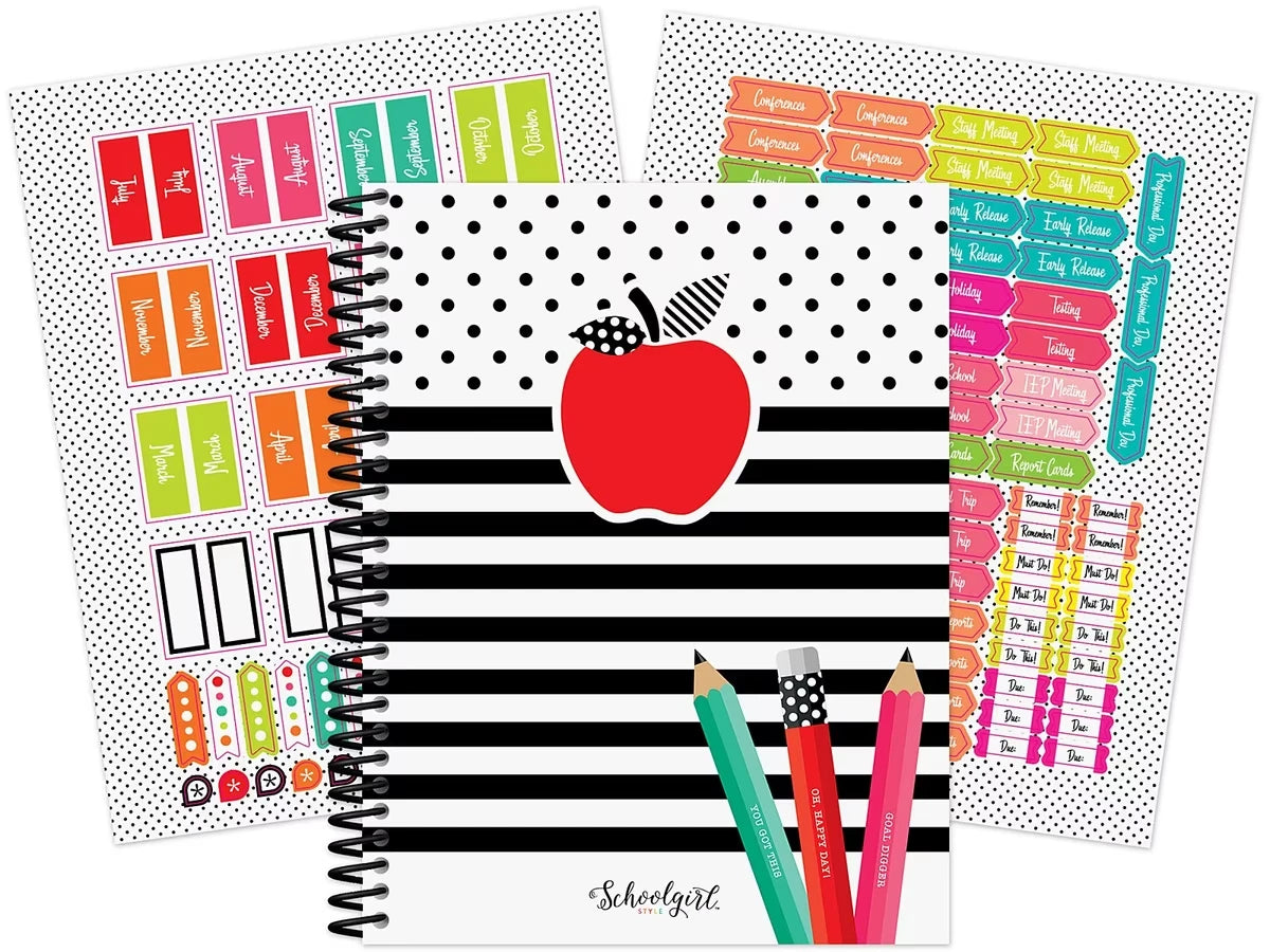 Black, White & Stylish Brights Lesson Plan & Record Book - US 9416