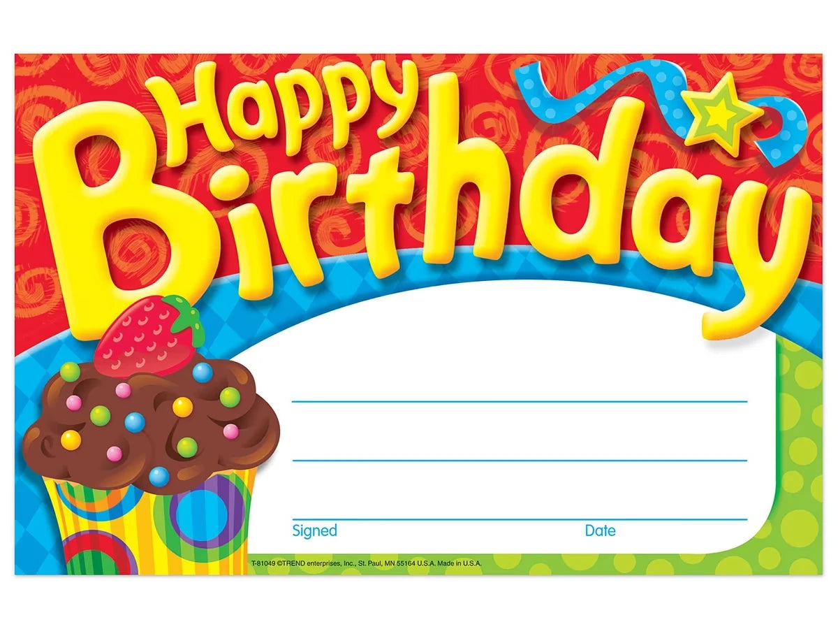Cupcake Birthday Certificates - US 8568