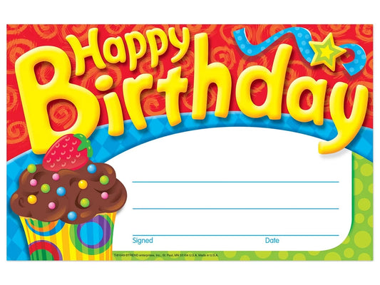 Cupcake Birthday Certificates - US 8568