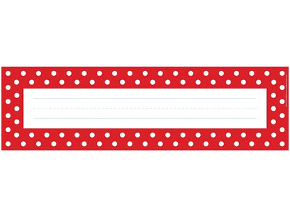Red Polka Dot Double-Sided Nameplates - US 9637