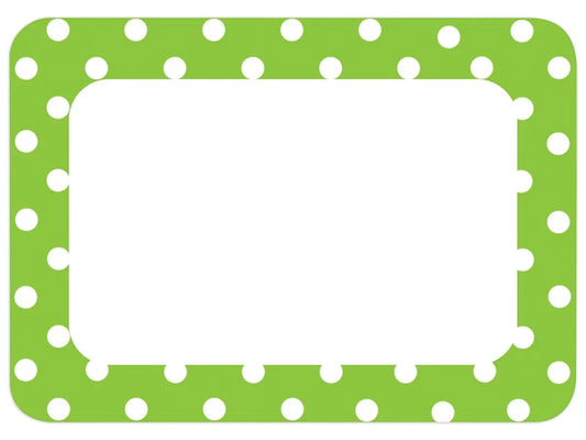 Lime Green Polka Dot Name Tags - US 3366